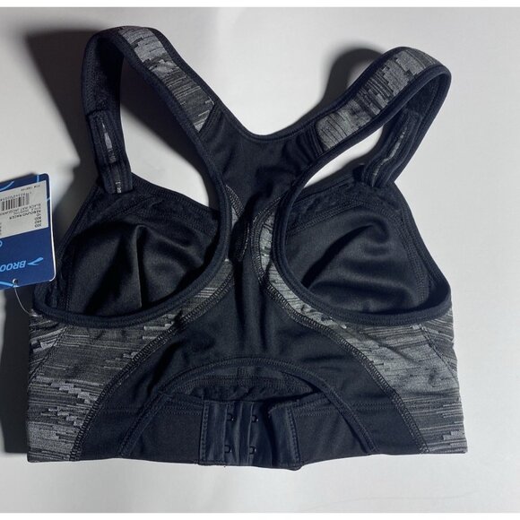 Brooks 30D Rebound Racerback Sports Bra Black Ikat Jacquard Adjustable - Picture 3 of 9